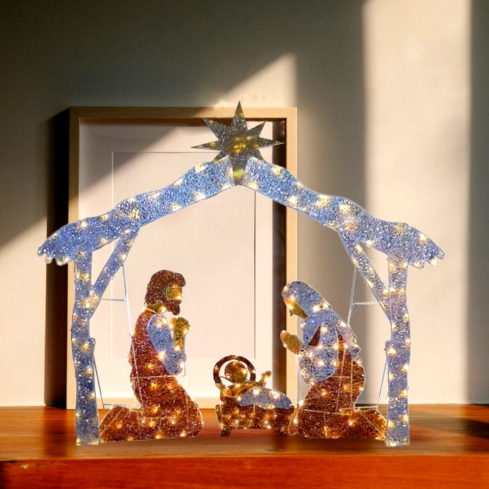 💖Warm White LED Holy Family Yard Decoration