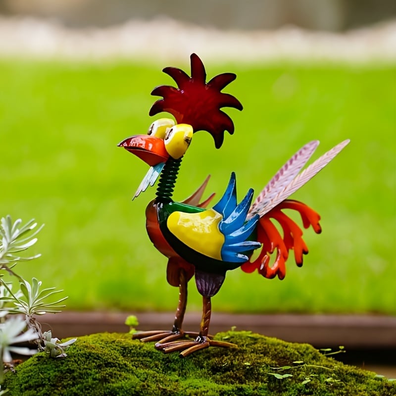 Funny garden rooster statue