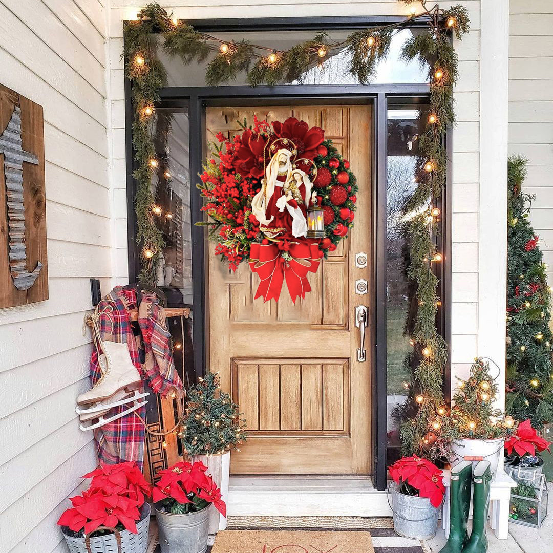 Sacred Christmas Wreath with Lights