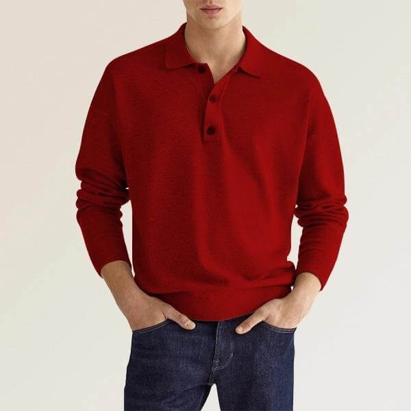 🍂Men's Spring And Autumn Fashion Casual Loose Lapel Long Sleeve Polo Shirt