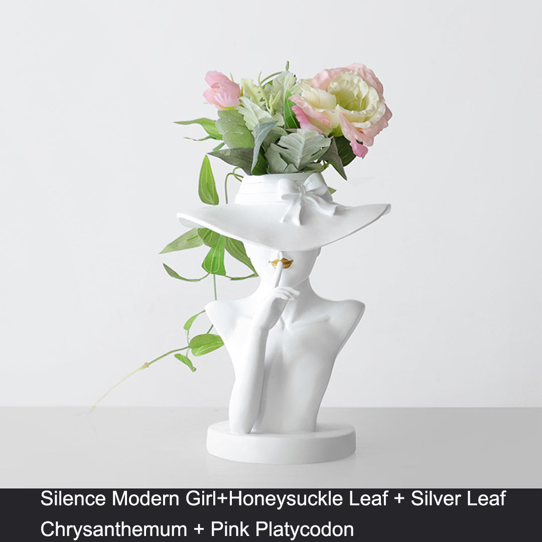 Modern Girl Statue Flower Vase