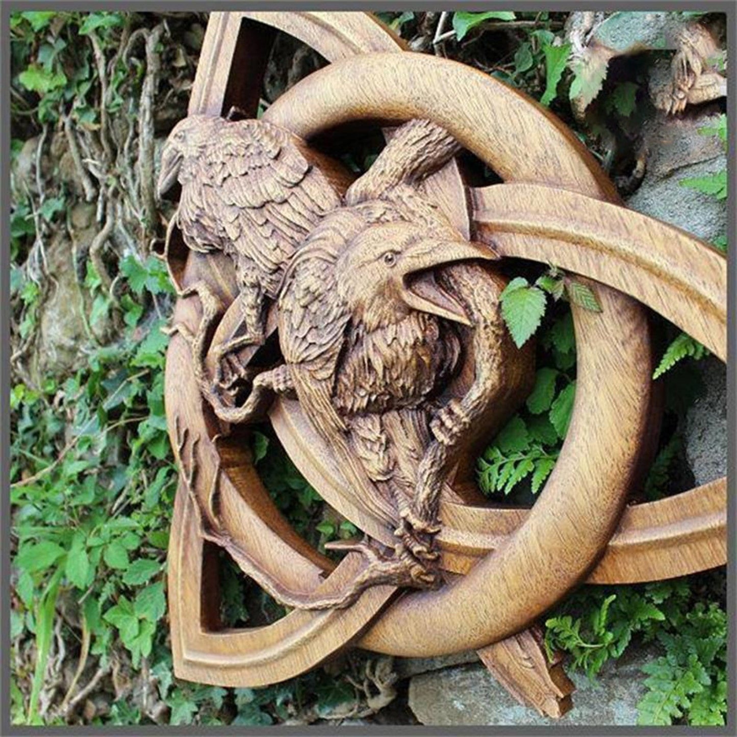 Norse Pagan Gods Carving Heathen Norse Rune Wood Wall Hanging Decor