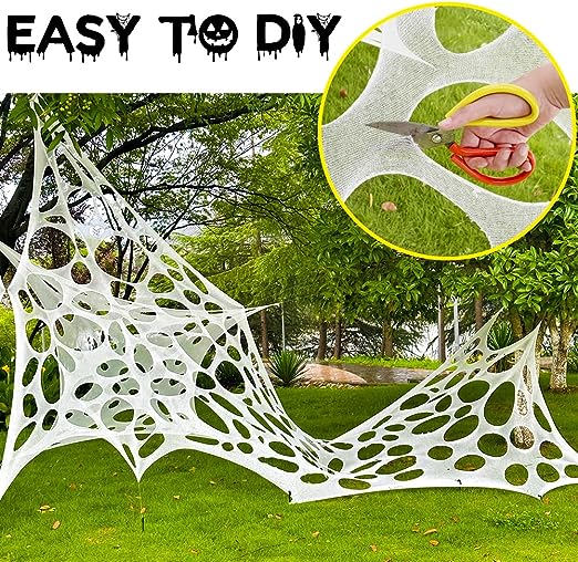 Stretchable Giant Spider Webs Stretchy Beef Netting Spider Webbing for Halloween Decoration Outdoor Indoor Yard