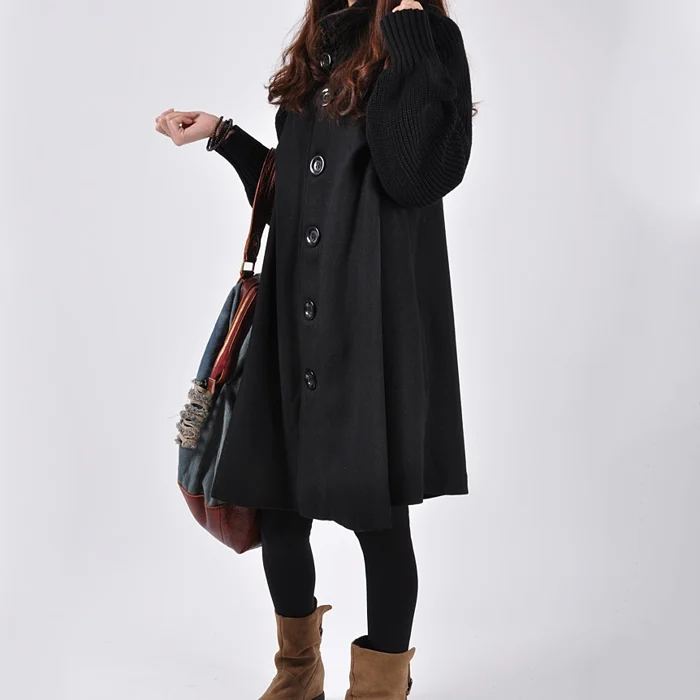 (Free Shipping) High-Neck Oversized Long-Sleeved Coats