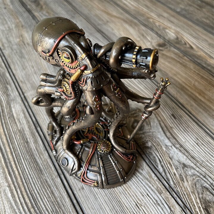 Steampunk Seabed Hiker Octopus Statue Decor.