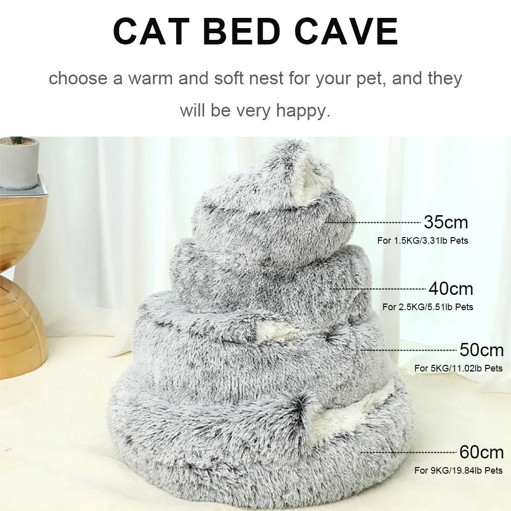 Furry Plush Cave Cat Bed