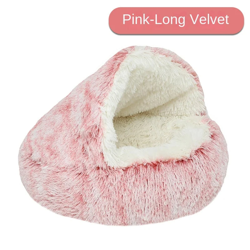 Furry Plush Cave Cat Bed