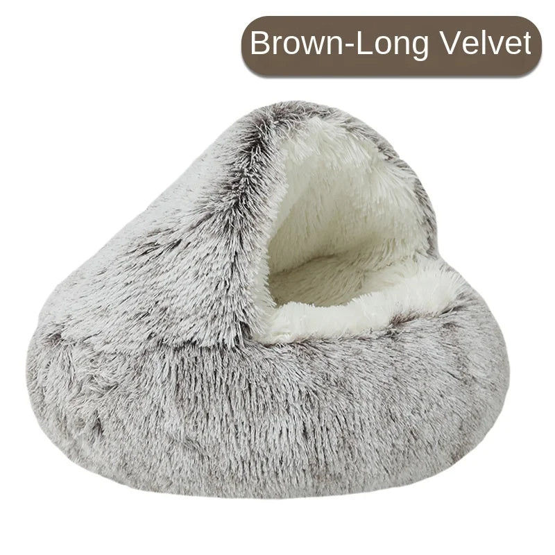 Furry Plush Cave Cat Bed