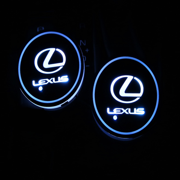 Led Car Logo Cup Lights up Holder USB Charging 7 Colors Changing