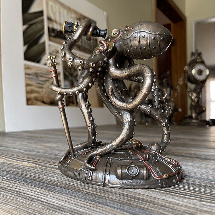 Steampunk Seabed Hiker Octopus Statue Decor.