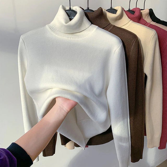 Winter fleece thick knitted bottoming shirt