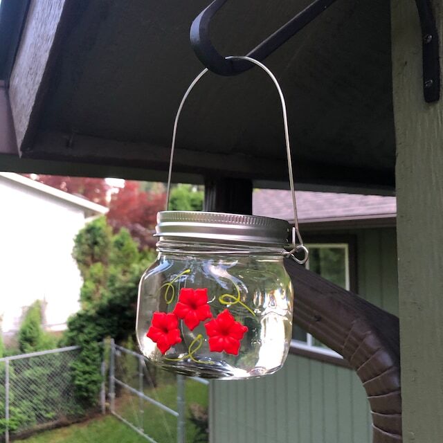 Beautiful Mason Jar Hummingbird Feeder /Three Ports