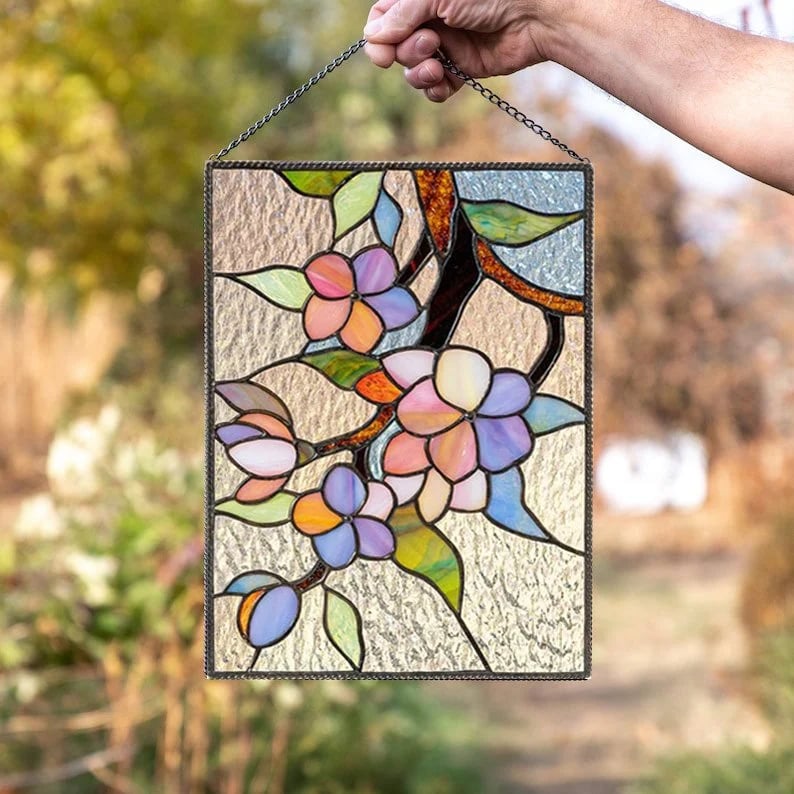 🌈Stained Glass Birds on Window Panel