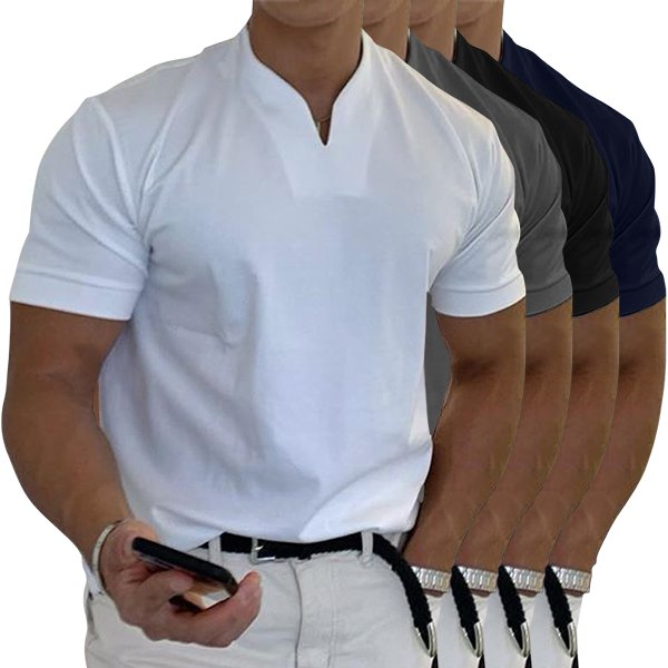 Men Gentlemans business Short Sleeve Fitness T Shirt