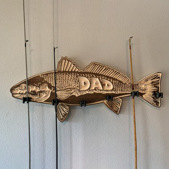 Father's Day Gift🎁 wood large mouth bass fishing rod holder