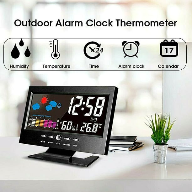 🎁Digital LED Temperature Humidity Monitor Weather Forecast LED Table Alarm Clock