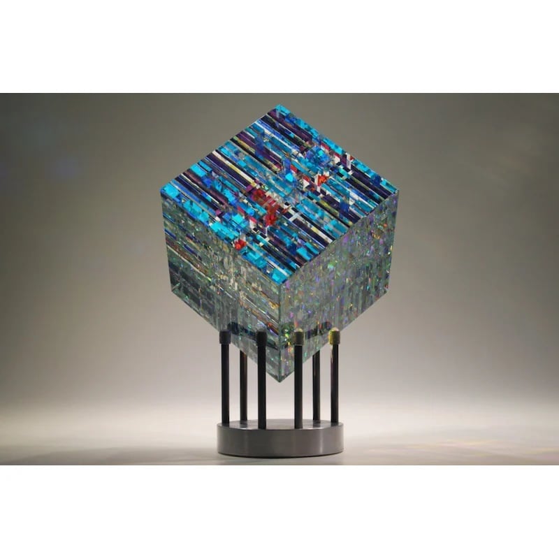 Crystal sculpture table ornament magic chromaticity cube