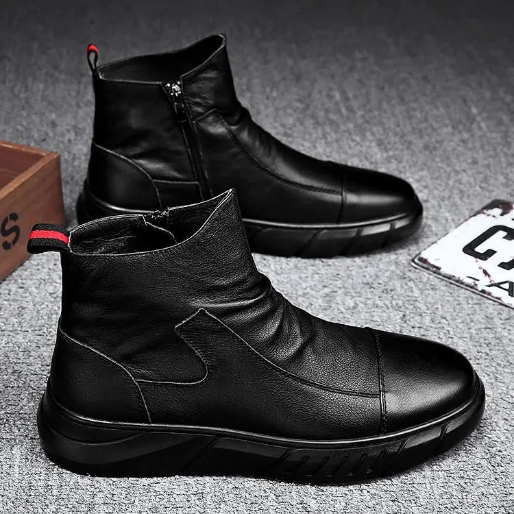 Italian Handmade Genuine Leather Zipper Martin Boots