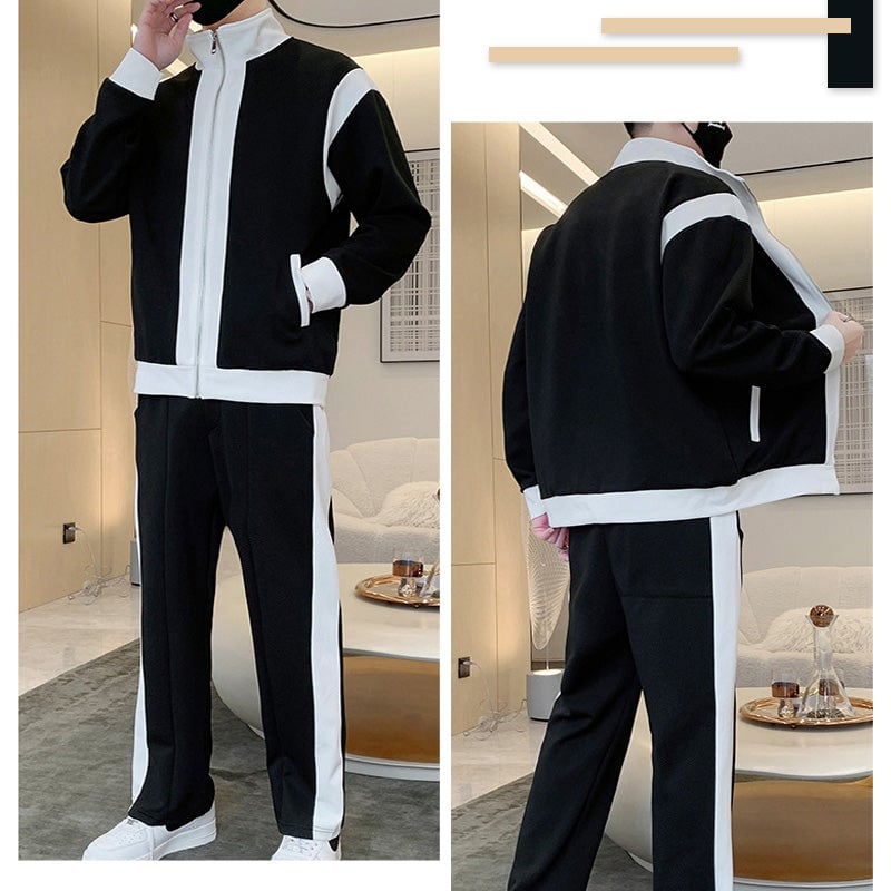 Men's Outfit Casual 2 Piece Contrast Sports Jogging Tracksuits Set