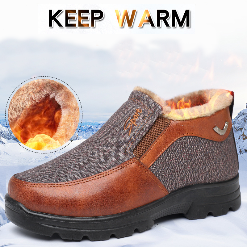 🔥Men's Winter Fleece Waterproof Warm Non-Slip Comfortable Shoes Snow Ankle Boots