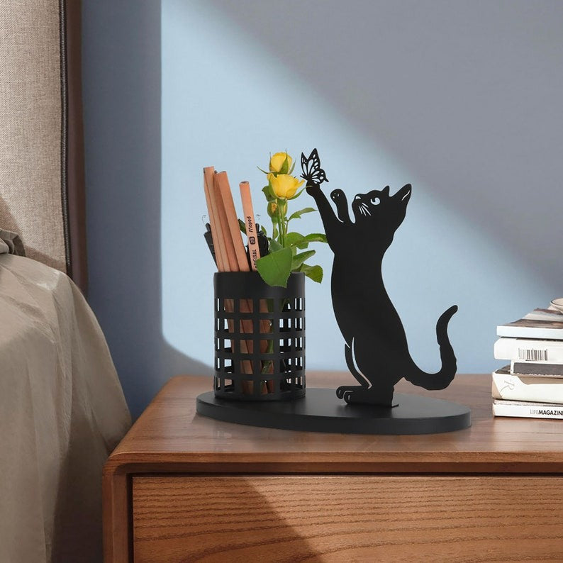 Best Gift - 😻Black metal cat pen holder