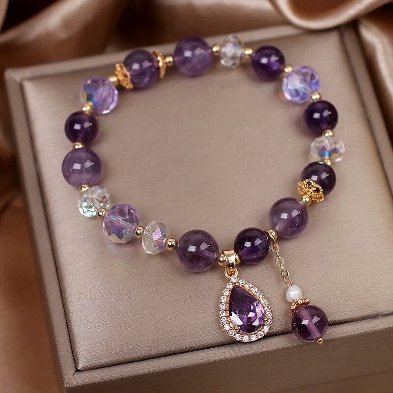 💜Special Gift For Yourself/Wife/Mother/Daughter - Natural Amethyst Water Drop Bracelet