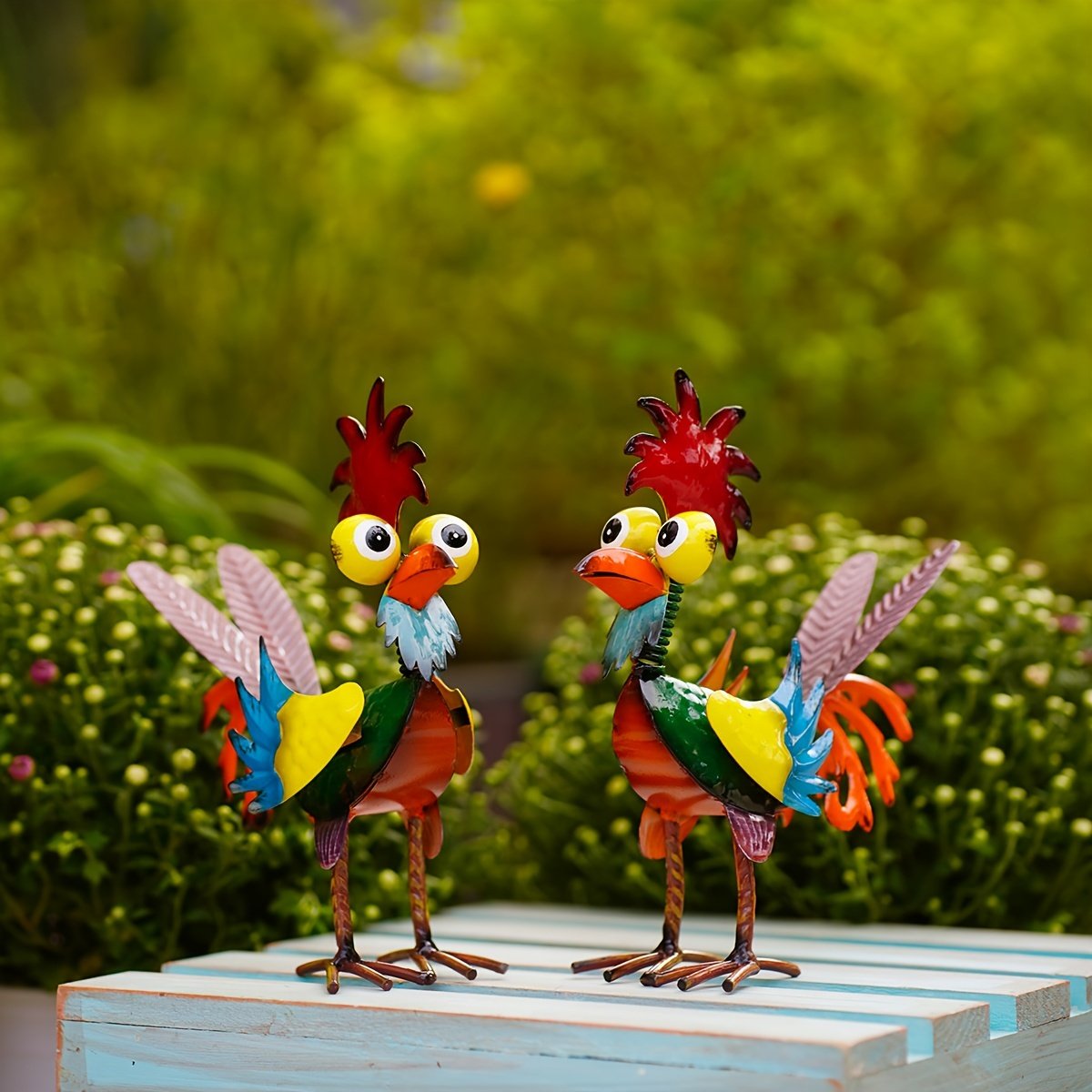 Funny garden rooster statue