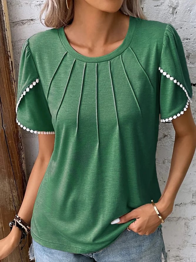 Women's Summer Round Neck Solid Color T-Shirt