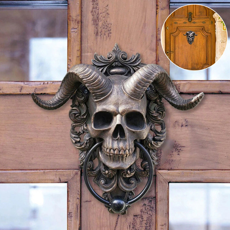 Baphomet Horned God Skull Hanging Door Knocker