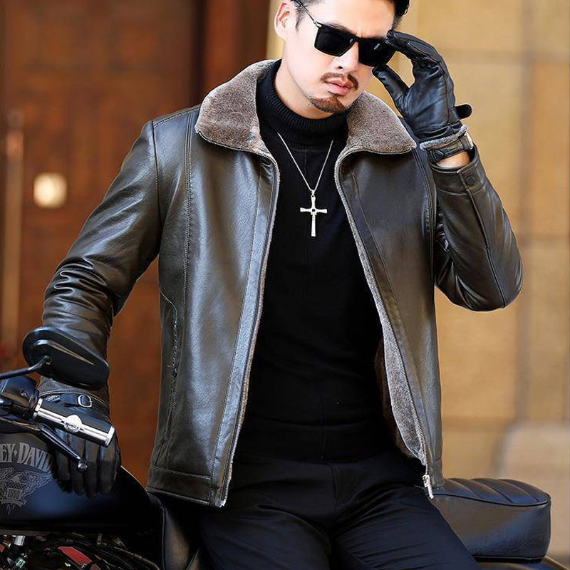 [Winter Gift] Men's Faux Fleece Lined Leather Warm Jacket