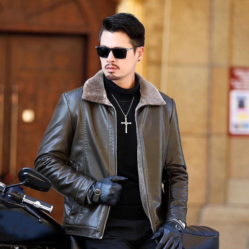 [Winter Gift] Men's Faux Fleece Lined Leather Warm Jacket